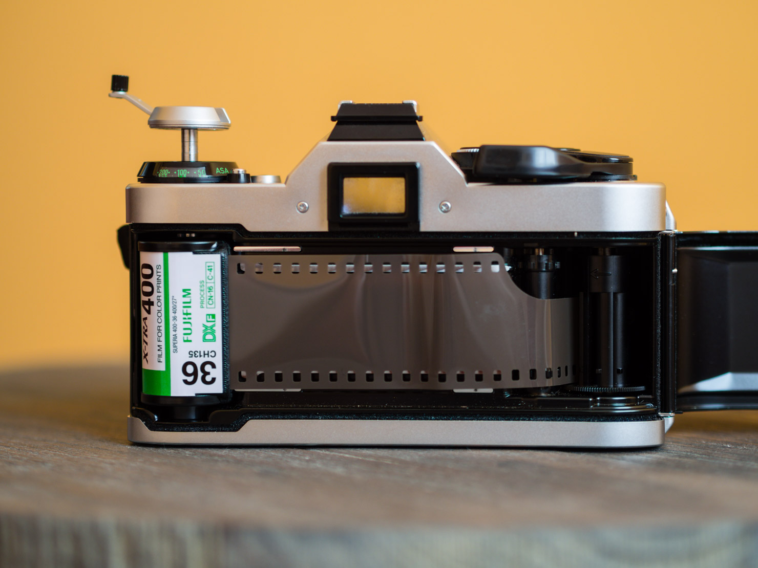 Loading film is quick and easy with the AE-1 Program